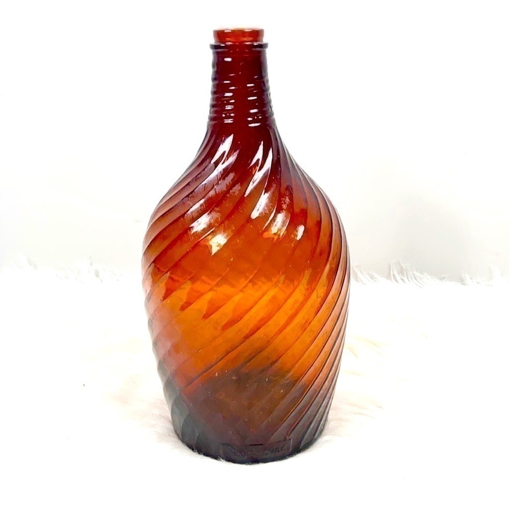 VINTAGE Duraglas Amber Swirl Glass Jug